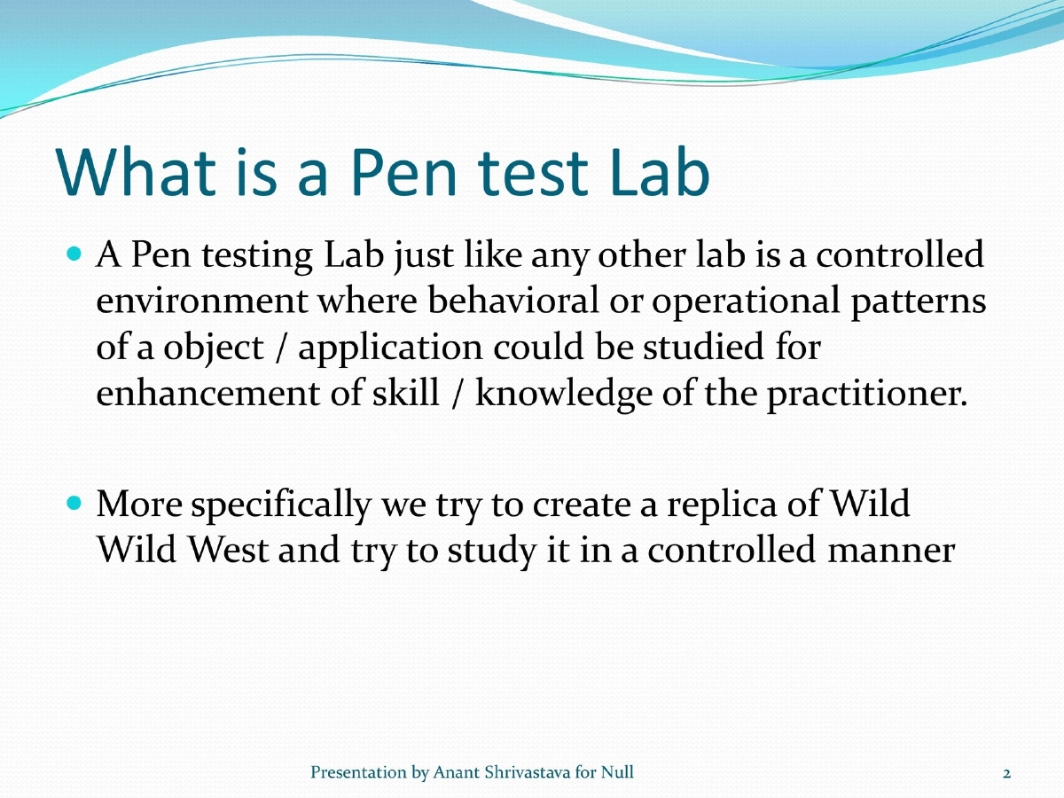 Slide 2 of Pentest Lab Setup