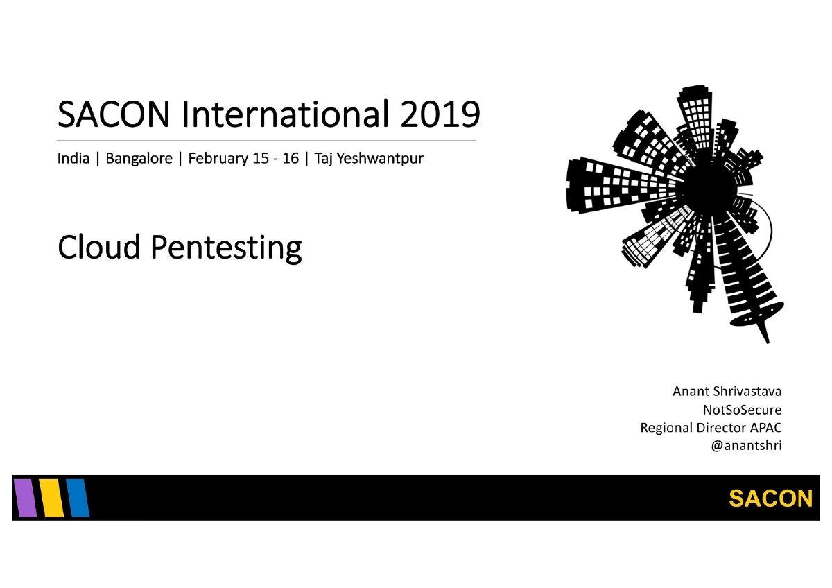 Slide 1 of Sacon Cloud Pentesting