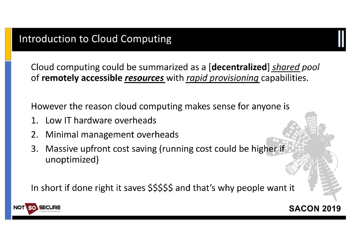 Slide 5 of Sacon Cloud Pentesting