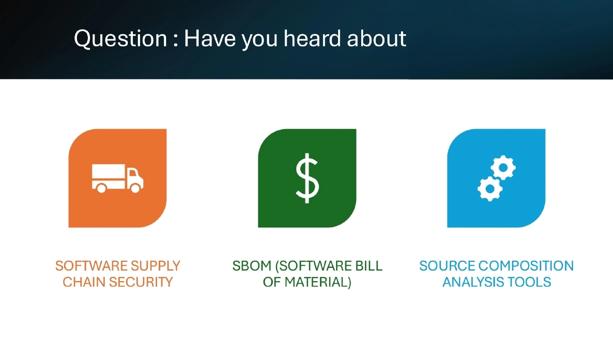 Slide 3 of Bsides Kerala Supply Chain Outside Code