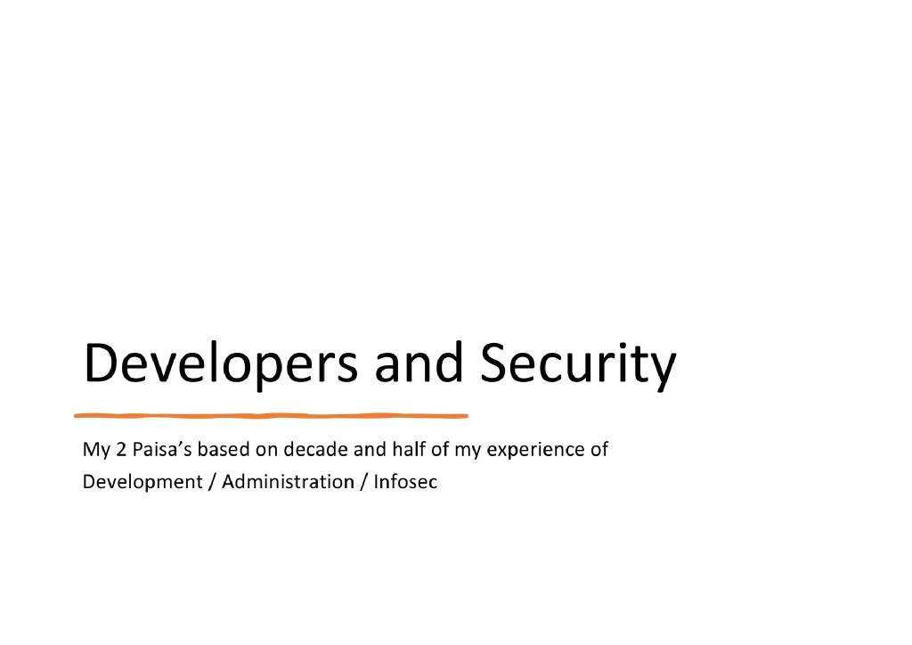 Slide 9 of Developer Security Based on 15 Years Experience