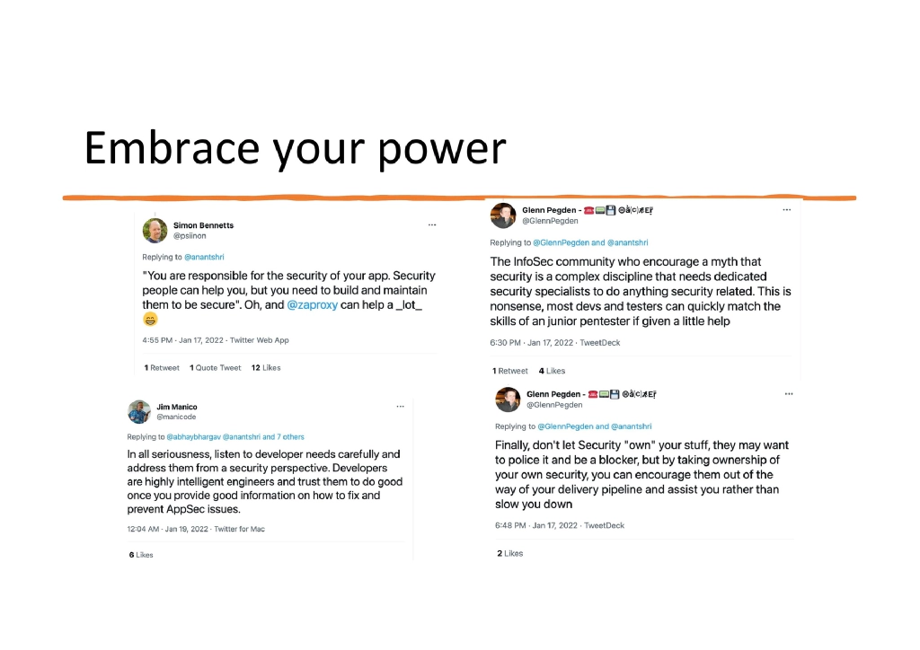 Slide 21 of Developer Security Based on 15 Years Experience