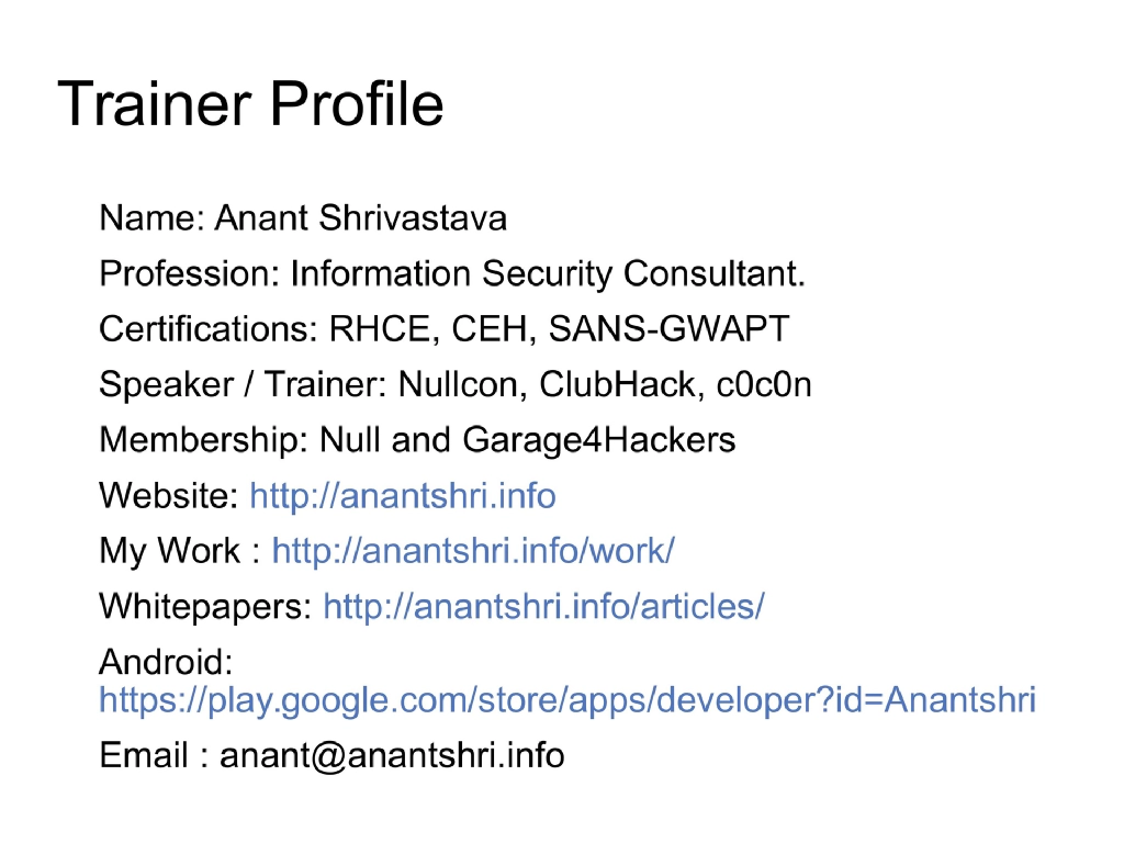 Slide 3 of Android Security Workshop