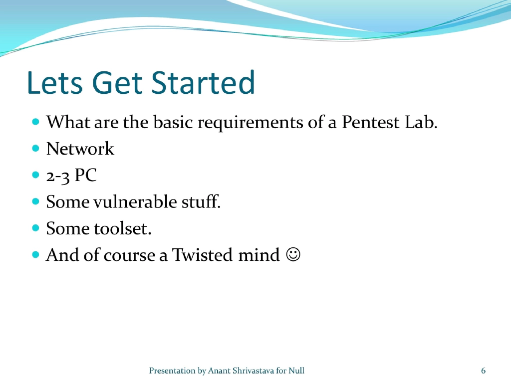 Slide 6 of How to Setup A Pen Test Lab & How to Play CTF